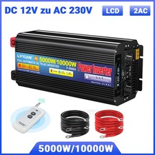 5000W 10000W Spannungswandler 12V zu 230V Wechselrichter Fernbedienung USB LCD
