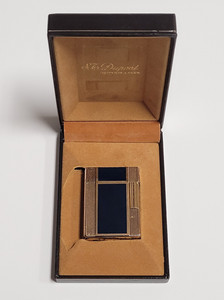 Vintage S.T. Dupont Ligne 1 Blue Lacquer & Gold Lighter | Overhauled | VERY RARE