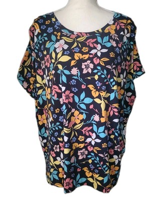 Comfort Code Cuddl Duds Super Soft Tee Shirt Sz 2X Multicolor Print Short Sleeve