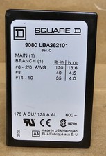SQUARE D 9080 LBA362101 Power Distr Block 175A 600V