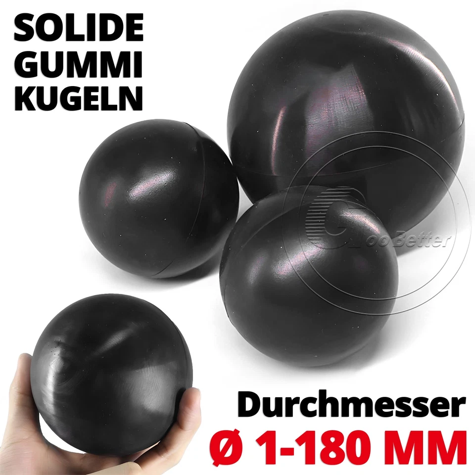 Solide Gummi Kugeln Bouncy Ball Rund Schwarz Gummikugeln Ventilkugeln Ø 1-180 mm - Bild 1 von 4