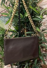 Borsa pochette borsello donna marrone testa di moro con 3 manici vera pelle