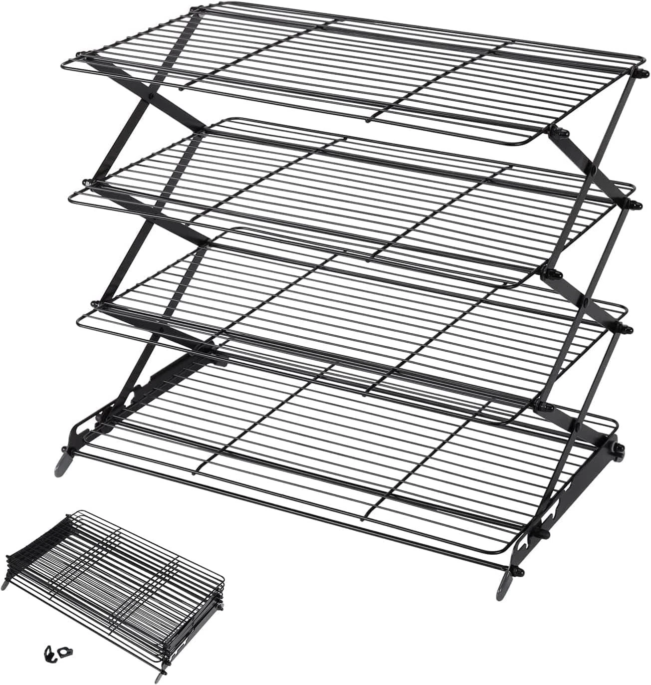 2/3/4-Tier Upgraded Collapsible Cooling Rack W/ Adjustable 3 Setting Design