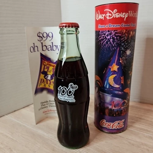Vintage Coca-Cola 8oz. Bottle Celebrating 100 Years Of Magic/ Walt Disney World