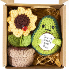 Funny Positive Energy Bee Doll with Card and Sunflower Pot Home Room Decoration 