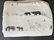 Cloud Island Baby Blanket White Gray Sherpa Safari Animals Rhino Lion Zebra