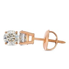 Le Vian 14K Rose Gold Stud Earrings 0.75 cts Round White Diamond Jewelry for Her