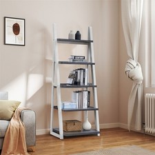 5-Tier Shelves,Bookshelf, Storage Rack, Bookcase with Rubber Wood Frame 2025