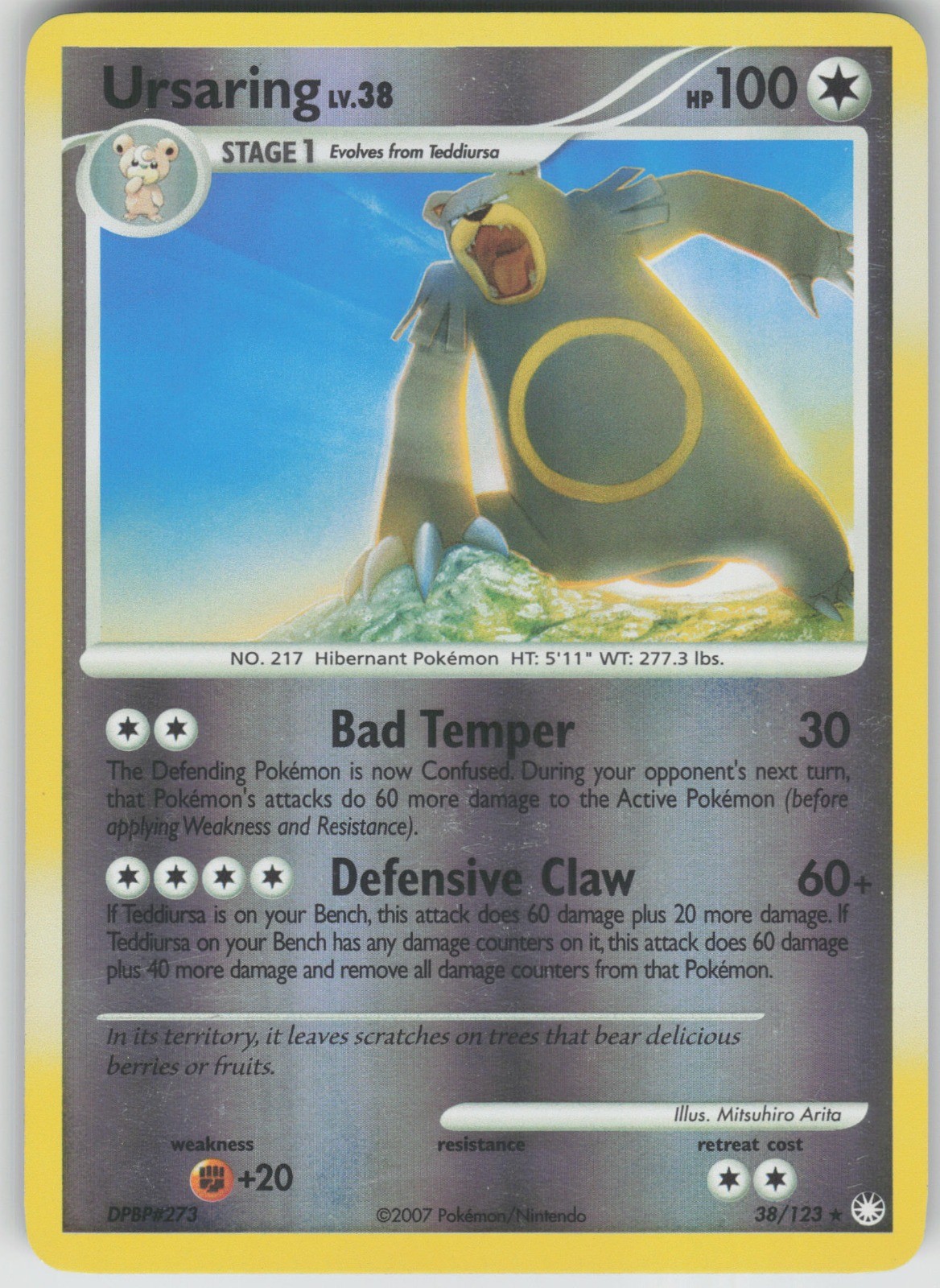 Pokemon TCG Ursaring Rare Reverse Holo Mysterious Treasures 38/123