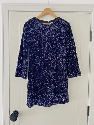 H&M Purple Violet Sequin Mini Dress UK 8-10 Long Sleeve Sparkly Party Night Out - Image 1 of 4