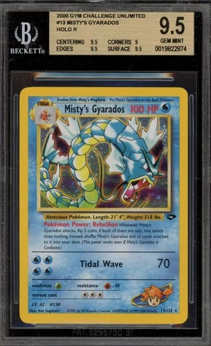 Pokemon Misty's Gyarados Gym Challenge Unlimited Holo Rare #13 BGS 9.5