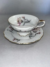 Edelstein Bavaria Irish Rose Footed Cup and Saucer Set Made In Germany