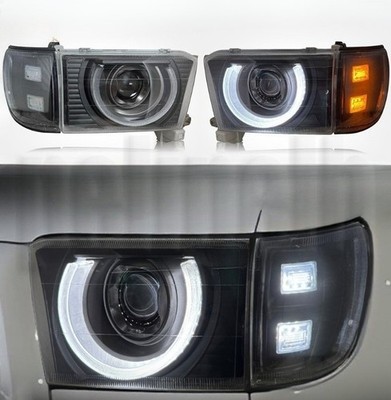 Fits 1996-2001 Toyota 4 Runner LH+RH Smoked Black LED Front Headlights Headlamps