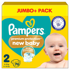 Pampers New Baby Size 2 76 Nappies Jumbo+ Pack 0.31 per nappy