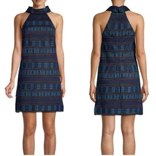 Trina Turk Casa Mexico Estrella Halter Dress Blue Crochet Lace Womens Size 6 NEW