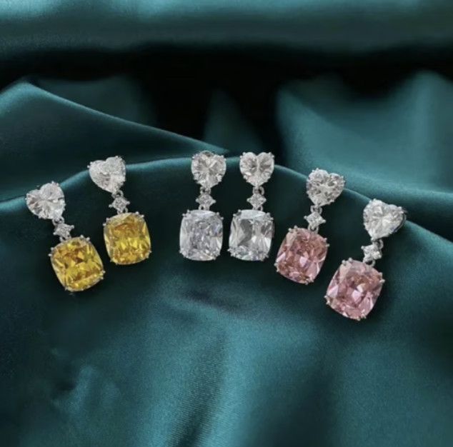 Silver Plated Stud Dangle Earrings With Cubic Zirconia Fashion Jewelry For Women
