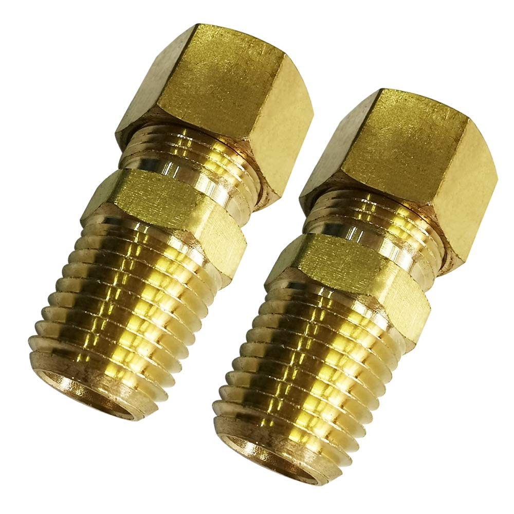 Brass Compression Fitting, Male Adapter, 1/8" Tube OD x 1/8" NPT Male, Pack of 2