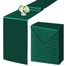 20 Pack 12 x 72 Inch Forest Green Satin Table Runner, Silk, Wedding, Party