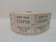 Raffle Tickets Double Stub Roll Of 2000 Light Gray New