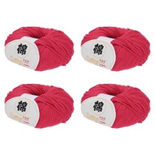 Cotton Yarn, Soft Knitting Yarn 4 Packages of 200g/7.05oz/ Light Red