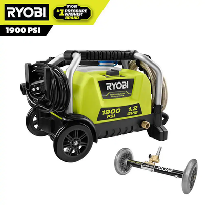 #ad 1900 PSI 1.2 GPM Cold Water Wheeled Corded Electric Pressure Washer with Water B $244.13
