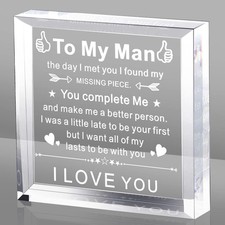 to My Man Gift for Him Valentine's Day Acrylic Plaque I Love You Gift for Boy...