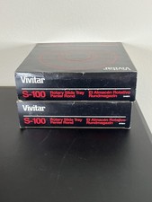 Vivitar S-100 Vintage Rotary Slide Tray Lot of 2 Holds 100 2X2 Slides Gray