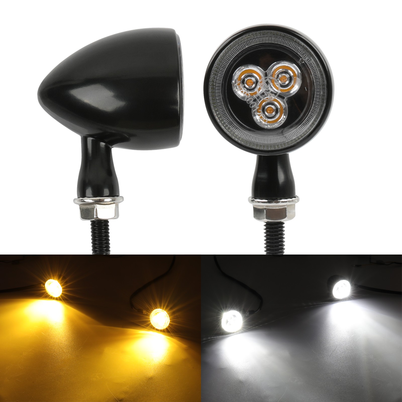 2x Motorcycle LED Turn Signal Bullet Blinker Running Lights For Harley Davidson