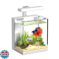 AQUASMITH 2-Gallon All-in-One Fish Tank – Silent Pump, 3-Stage Filtration and