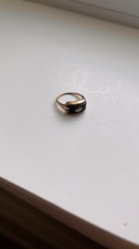 Vintage Art Deco Black Onyx Ring with Diamond...