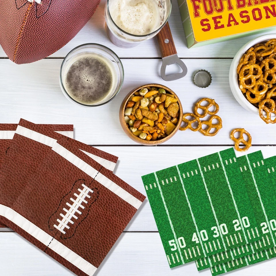 100-Pack Football Party Napkins2 Designs Disposable Paper Napkins for Super Bowl - Image 4 of 4