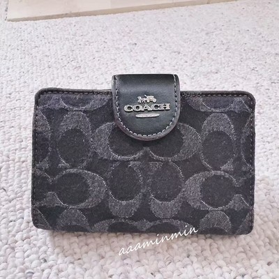 NWT Coach Medium Corner Zip Wallet In Signature Denim CP435 | eBay