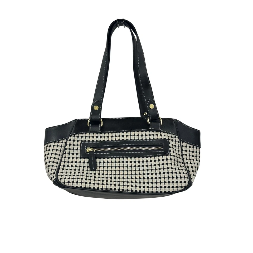 Bolso de Hombro Ann Taylor LOFT Tejido a Lunares Cartera Acentos Dorados Foto 2 de 4