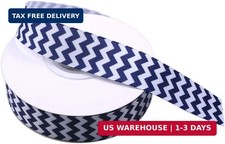 Blue and White Grosgrain Ribbon Chevron Stripes Printed Ribbon for DIY Hair Bow