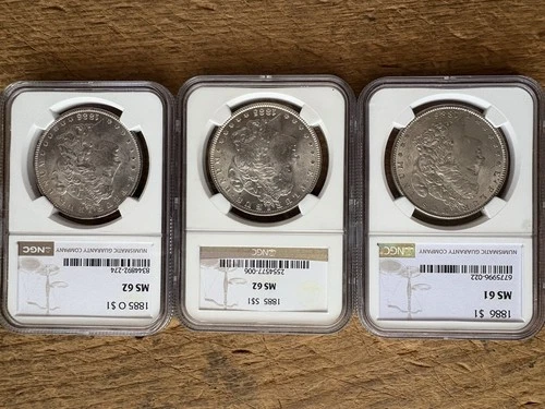 Morgan Silver Dollar NGC MS62 1885 1885 O MS61 1886 Uncirculated  Lot 3
