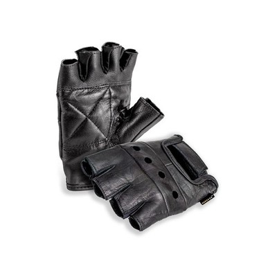 Top Grain Leather Half Finger Gloves with Padded Palm and Hook & Loop Closure