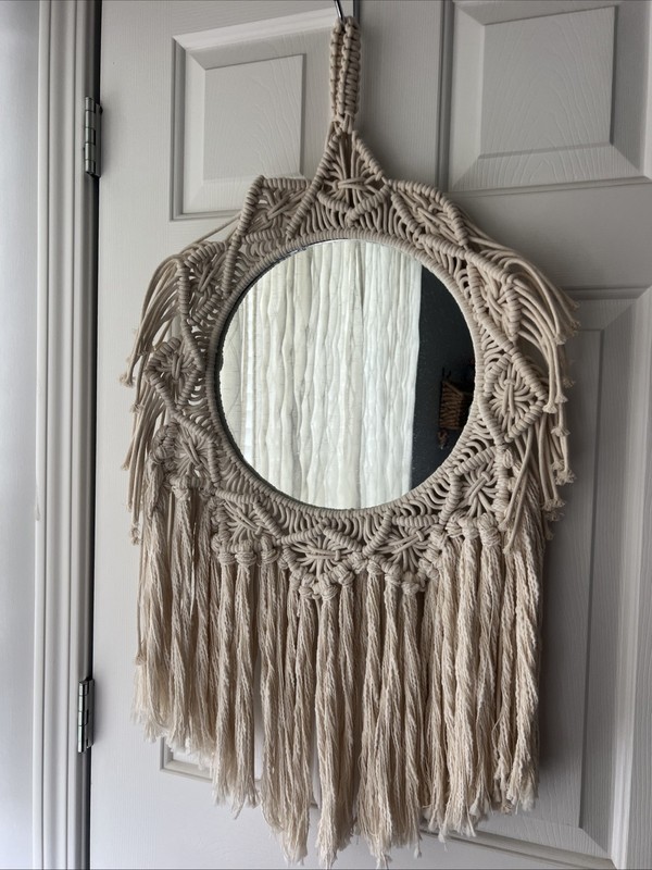 PillowFort Hanging crochet Circular wall mirror Decoration
