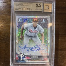 2018 Bowman Chrome Draft Auto Sparkle Refractor Alex Bohm /71 BGS 9.5 Auto 10