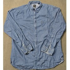 BOSS Hugo Boss Blue White Dot Slim Fit Long Sleeve Button Down Shirt Mens XL
