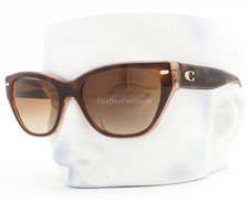 Coach Sunglasses Polished Brown Tortoise Crystal Pink HC 8370U 574413 with Case