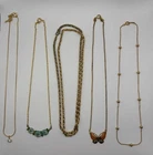 Necklaces Vintage to Now Delicate Gold Tone Costume Jewelry Lot of 5 Dainty