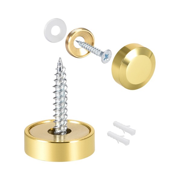 8Stk.Spiegelschrauben Dekorative Kappenabdeckung NäGel 18Mm Poliertes Gold-image