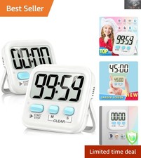 2 Pack Magnetic Digital Timer for Kids Cooking - Loud/Silent Modes Included