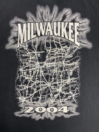 Vintage Hog Heaven Brotherhood Sister Black Pride Milwaukee Map Fade Sz M N41 - Picture 3 of 6