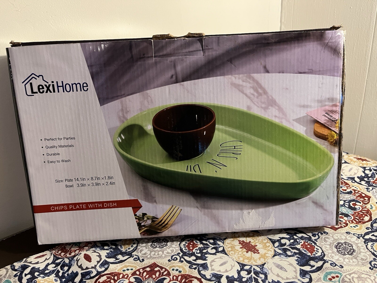 Chip And Dip Dish Avacado By LexiHome Party Tray