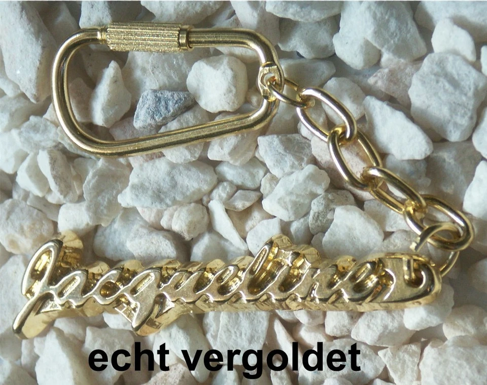 HIERZEGGER Elegant Keychain Jacqueline Real Gold Plated Gold Name Keyring