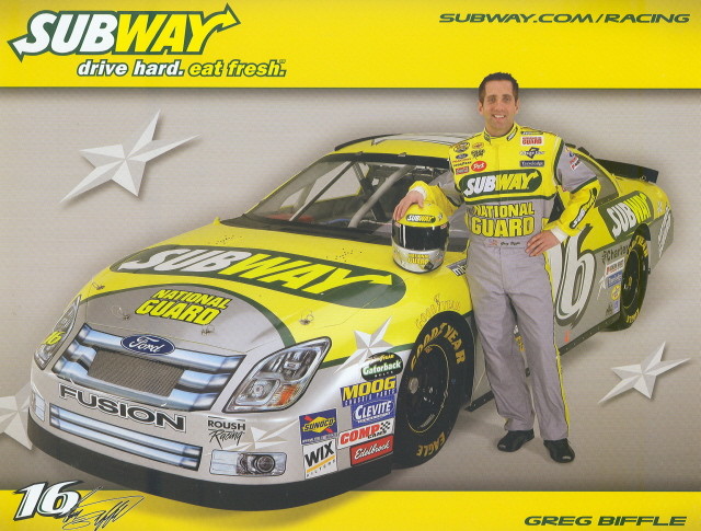 2006 Greg Biffle Subway Ford Fusion NASCAR Nextel Cup Hero Card | eBay
