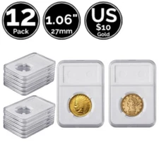 12 Pk 1.06 IN 27 mm Slab Coin Snap Holders For US $10 Indian Eagle Liberty Gold