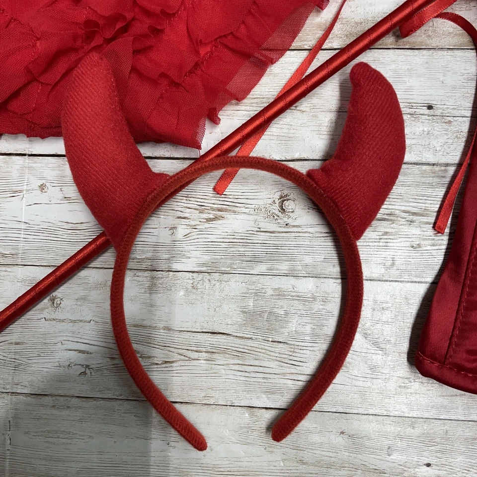 Corsés Daisy Para Mujer Top Cajón 4 Piezas Atrevido Diablo Corsé Disfraz, Rojo, Pequeño Foto 4 de 4