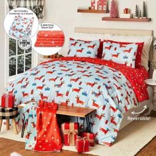 New Christmas Dachshund Dog Reversible Comforter, Shams Sheet Set Size Queen